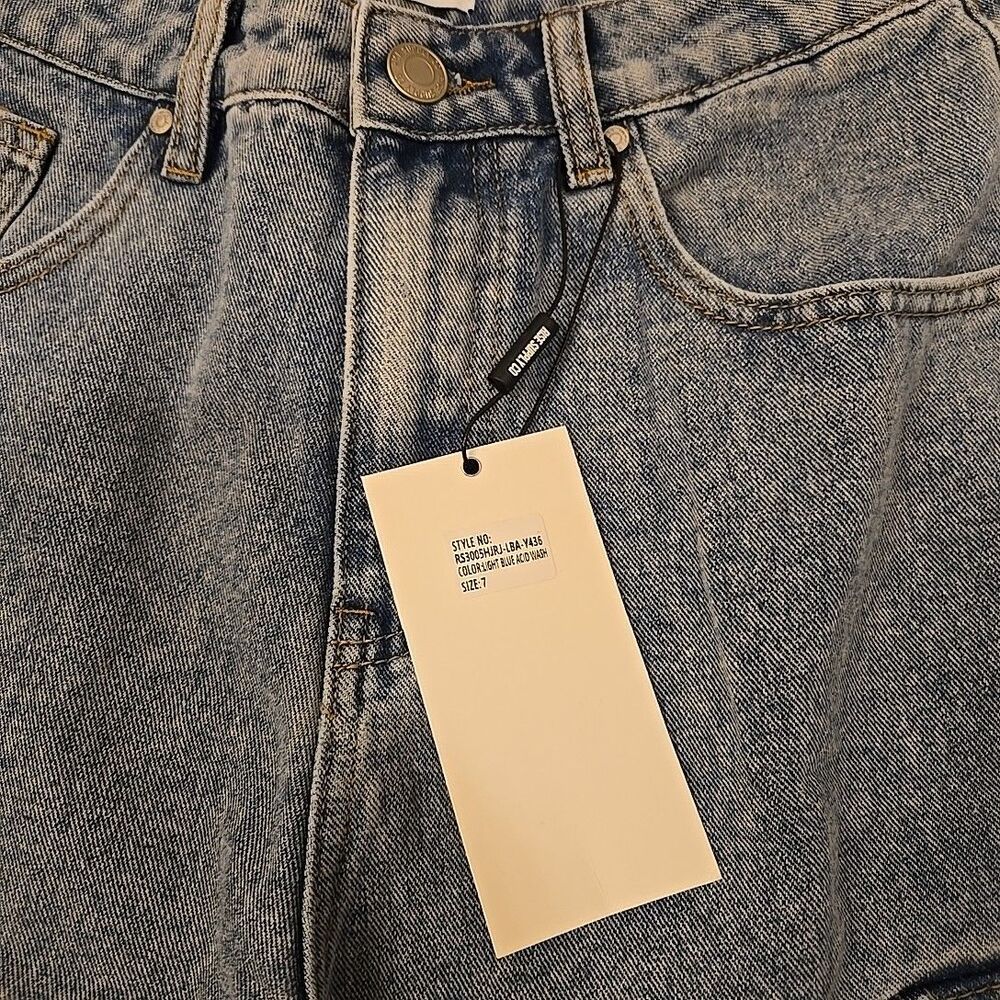 Rise Supply Co Women’s Cargo Dad Jorts Blue Jean Shorts Size 7 - Picture 5 of 5
